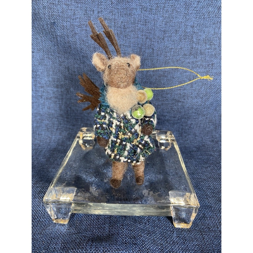Pottery Barn Plaid Reindeer & Felt Animal Christmas Ornaments Lot of 3 Pre-Owned - Picture 14 of 17